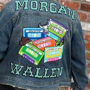 HAND PAINTED Morgan Wallen Denim Jean Jacket